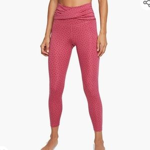 Nwt, Nike faux wrap style pink polka dot leggings.